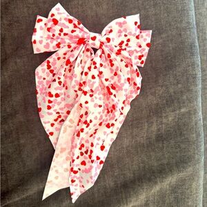 Double Bow with Large Tail on Barrette closures- Dainty Hearts